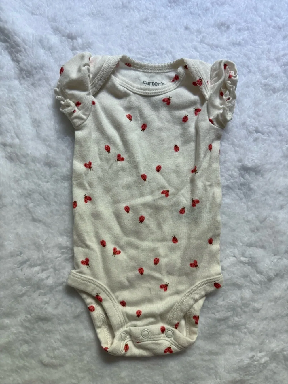 Carter's Cream Baby One-Piece Bodysuit with Red Strawberry Print